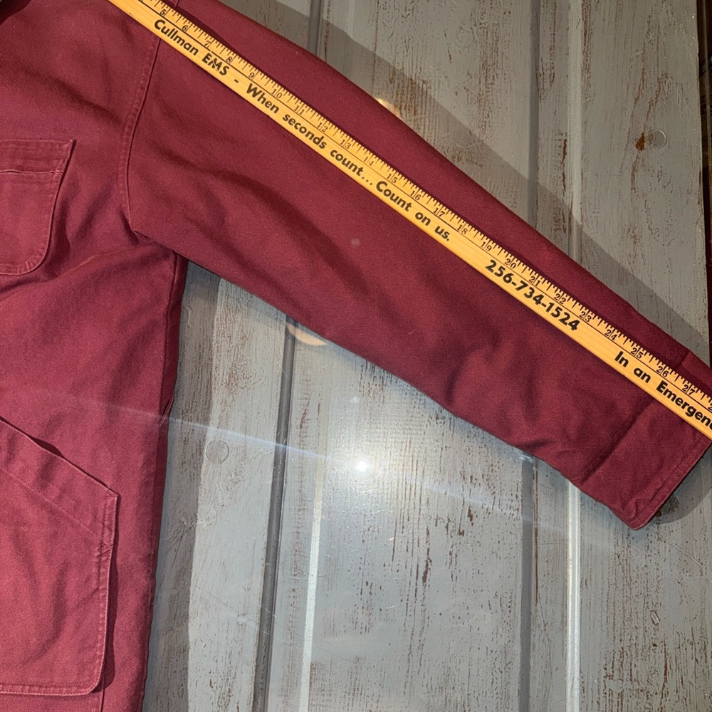 Vtg L.L. Bean Chore Barn Jacket Canvas Coat Womens M Red Primaloft Plaid Lining - Picture 11 of 13